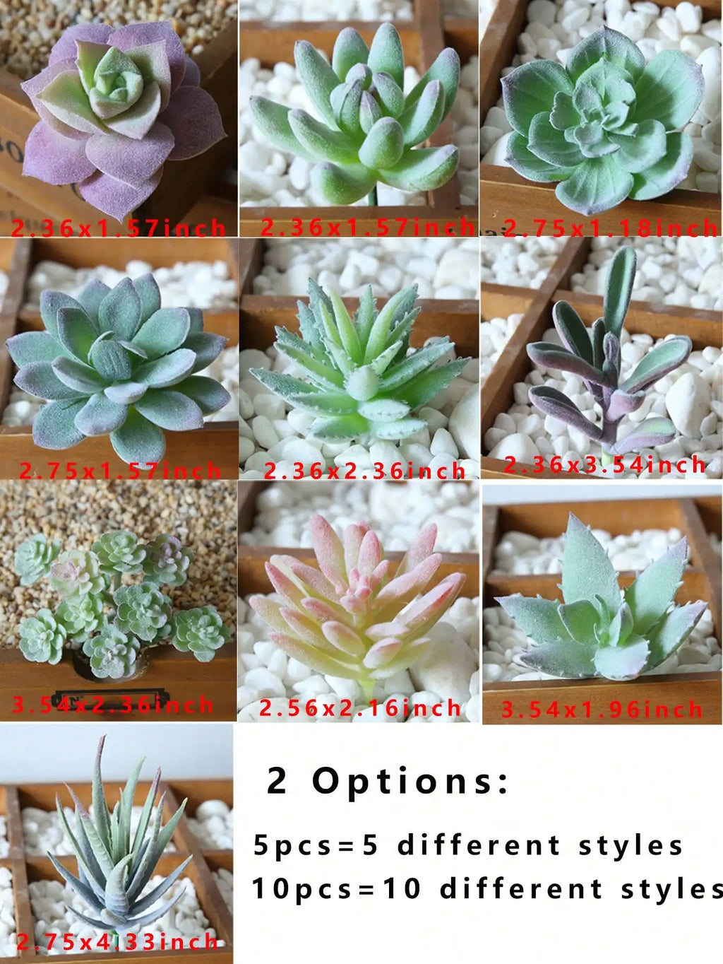 Mini Faux Succulents & Cactus Set | Flocked Artificial Plants Artificial Succulents QXL