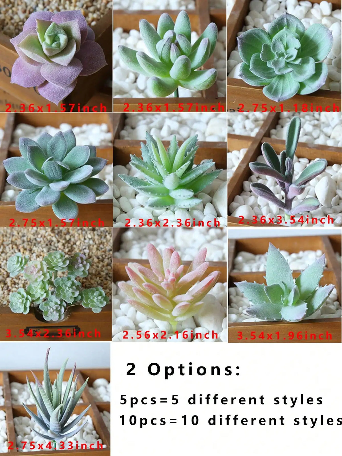 Mini Faux Succulents & Cactus Set | Flocked Artificial Plants Artificial Succulents QXL