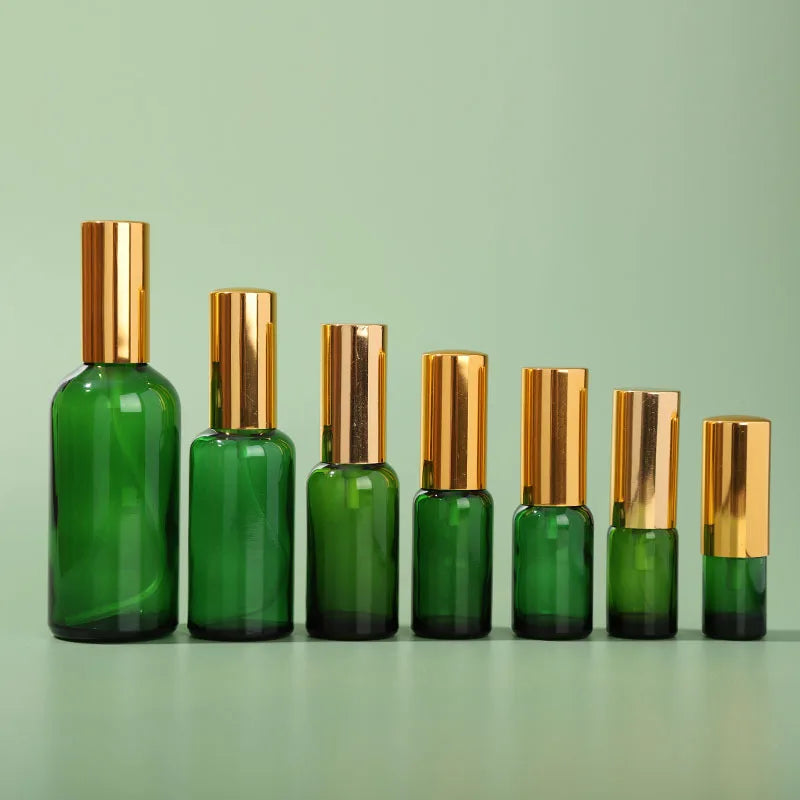 Refillable Glass Perfume Spray Bottle Fine Mist Atomizer 10–100ml Perfume Atomizer Bottle QXL green gold 5ml Glass
