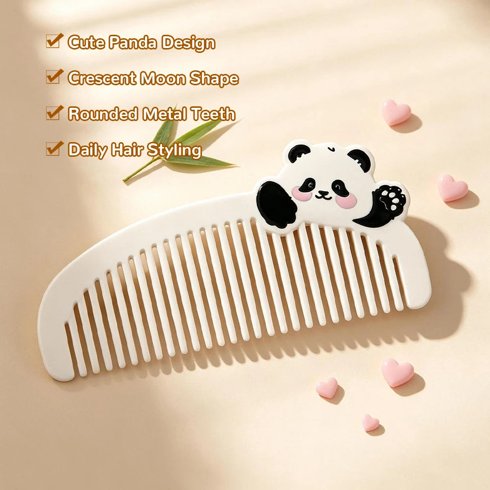 Mini Panda Crescent Wide-Tooth Pocket Comb | Travel Hair Comb Pocket Hair Comb QXL