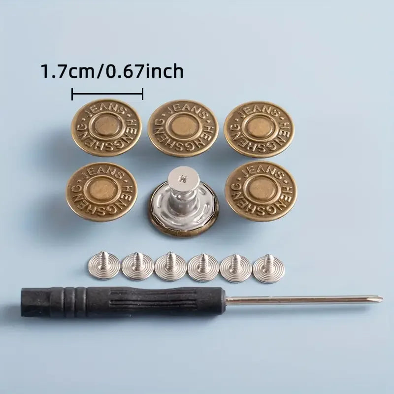 10-Pack No-Sew Bronze Metal Jeans Buttons | Snap Fasteners Metal Snap Buttons QXL