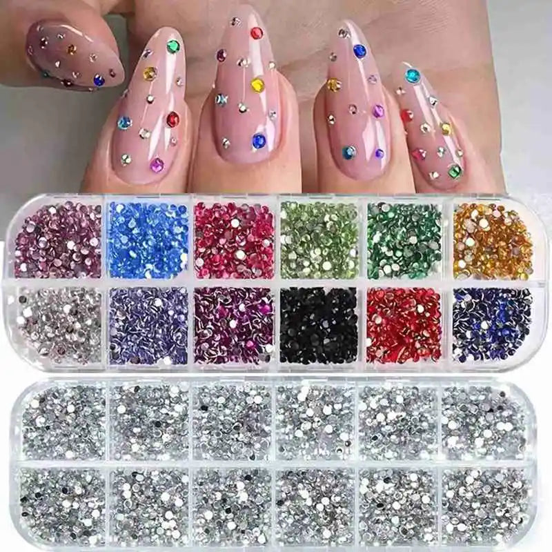 3D Acrylic Half Round Pearl Nail Gems | Multi-Size DIY Set Nail Rhinestones QXL
