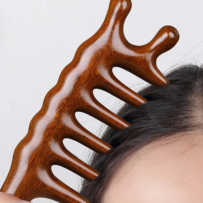 Wooden Wide-Tooth Massage Comb | Scalp & Hair Care Tool Wooden Massage Comb QXL