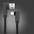 90° Elbow 40W USB-C Fast Charging Cable – Braided 5A USB-C Charging Cable QXL Black 1.5m