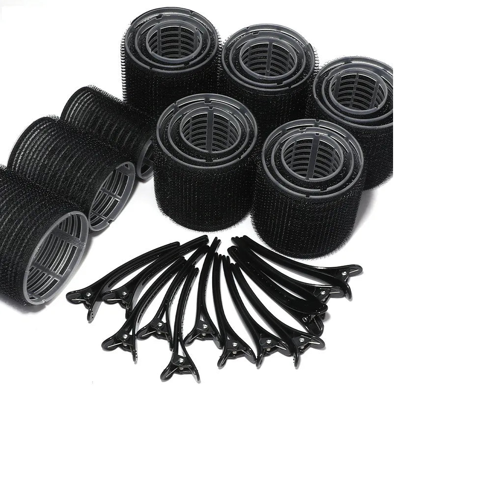 24-Pc Self-Adhesive Hair Curling Rollers & Clips Set Hair Curling Rollers QXL