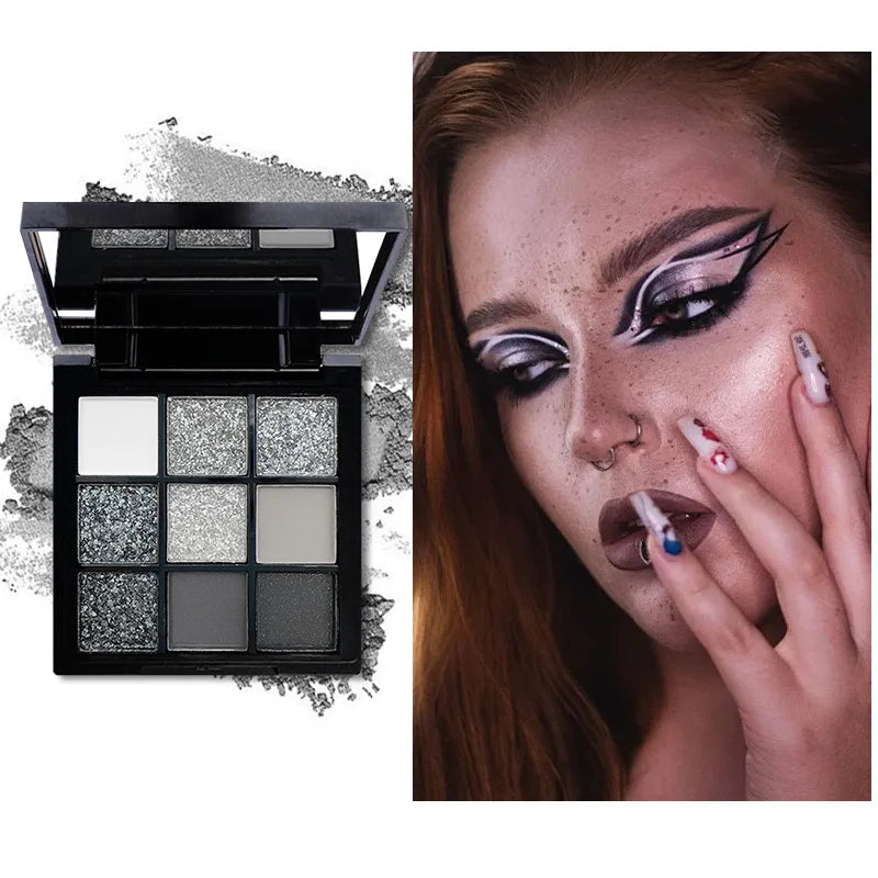 VERONNI Black Swan 9-Color Glitter Smoky Eyeshadow Palette Eyeshadow Palette QXL 9 color