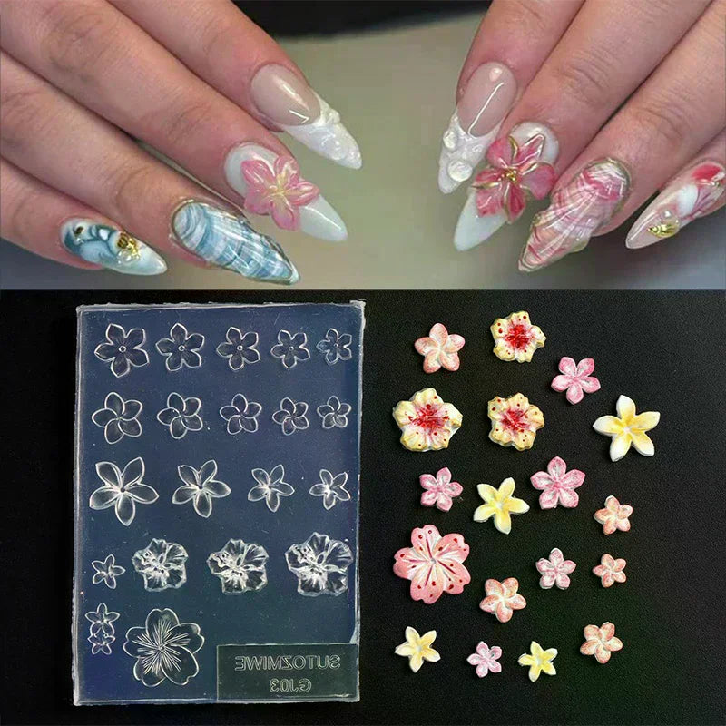 Frangipani Silicone Nail Art Mold | Flower Manicure Template Nail Art Mold QXL
