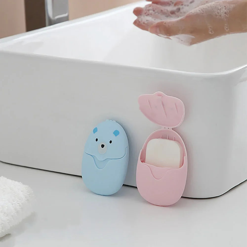 50-Pack Disposable Travel Soap Sheets | Bear Cartoon Box Disposable Soap Sheets QXL