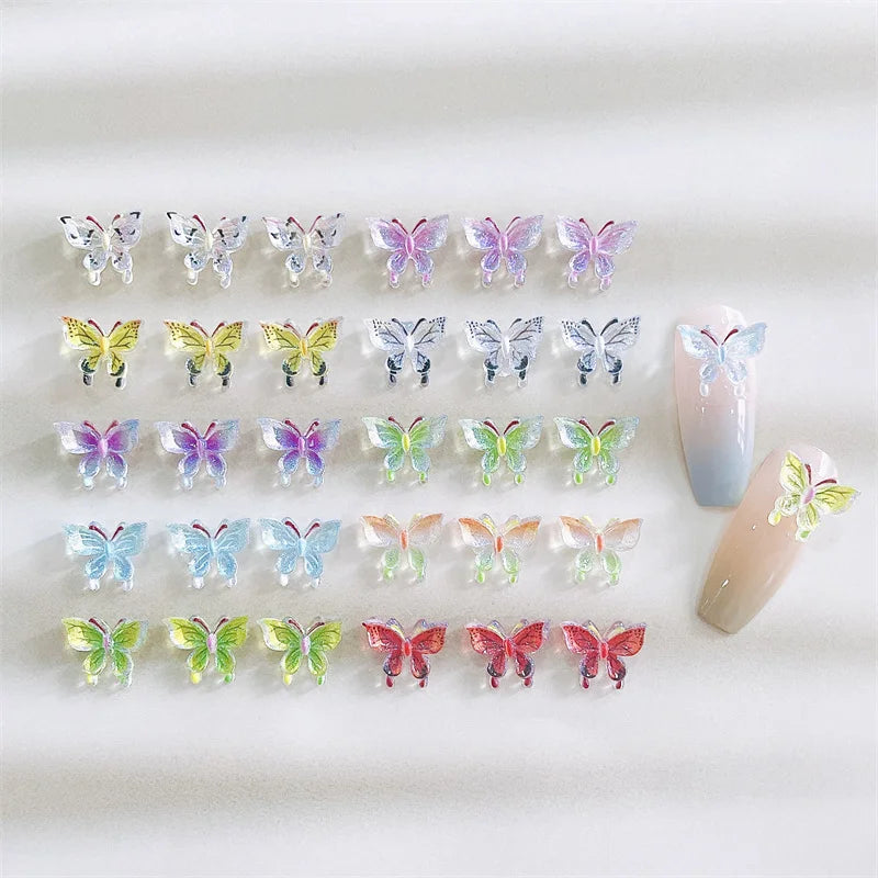 20-Pc 3D Butterfly Nail Charms | Kawaii Gradient Resin Decor Nail Art Charms QXL