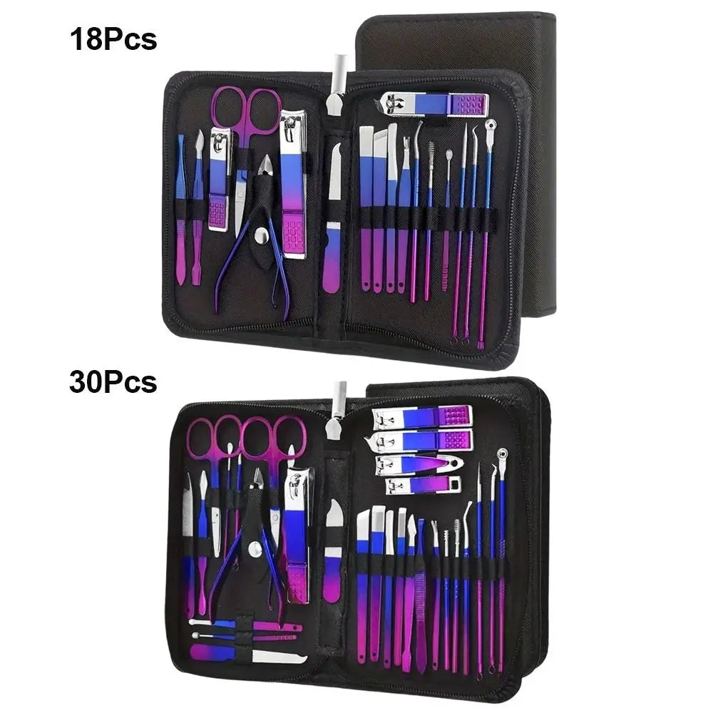 18/30-Piece Stainless Steel Manicure & Pedicure Kit with Case Manicure Pedicure Kit QXL