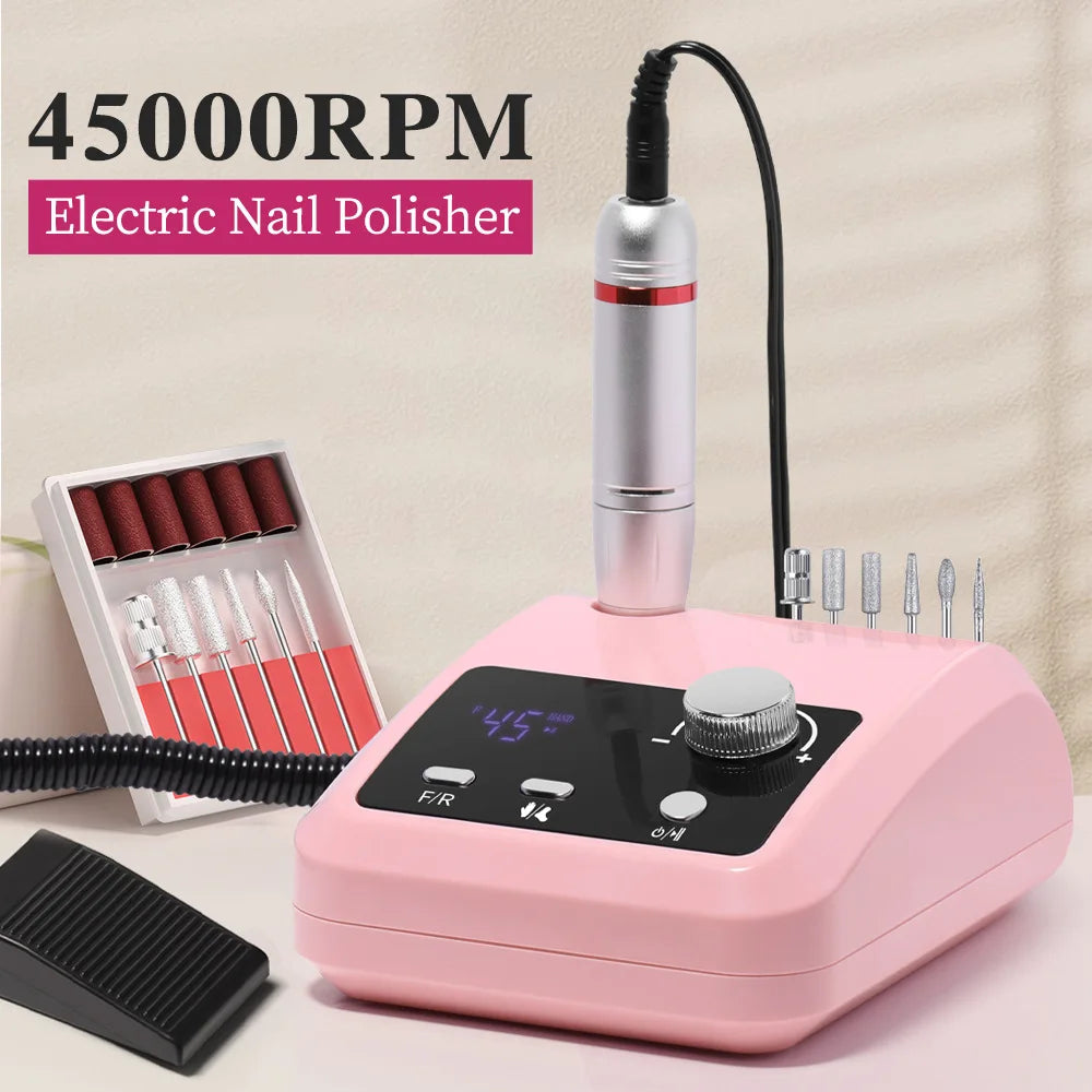 45000RPM Rechargeable Electric Nail Drill | Pro Manicure Machine Electric Nail Drill QXL