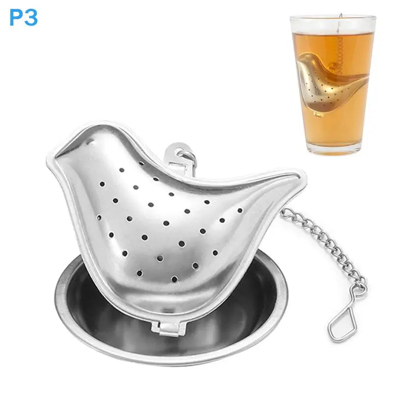 Stainless Steel Tea Infuser with Drip Tray | Extra Fine Mesh Tea Infuser QXL Bird