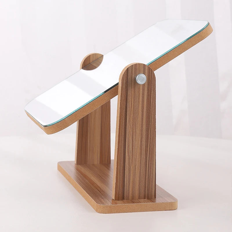 360° Rotating Makeup Mirror with Wood Stand | Vanity Mirror Vanity Makeup Mirror QXL