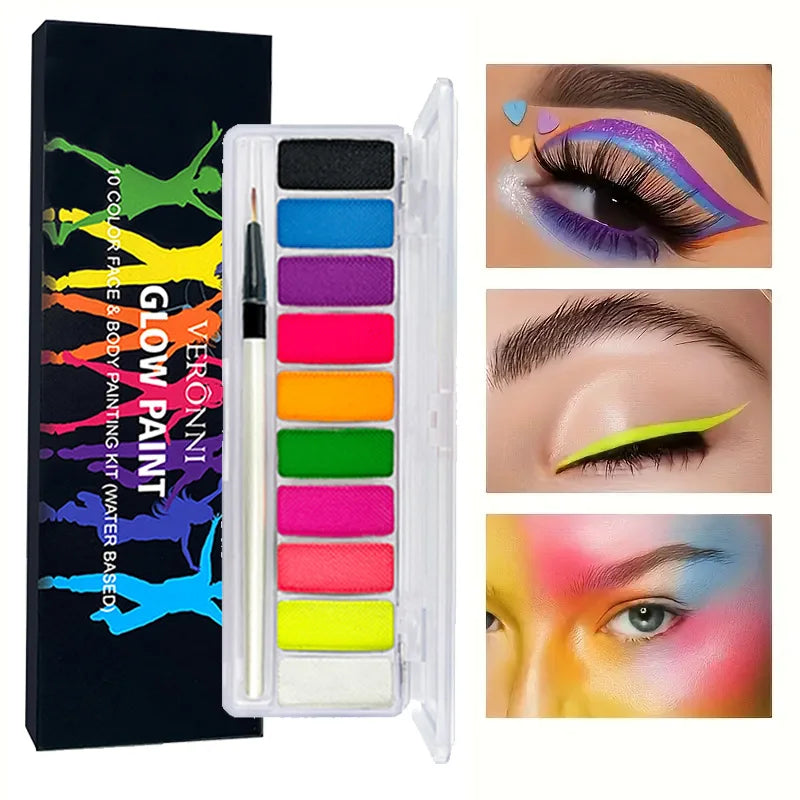 10-Color UV Neon Face & Body Paint | Halloween Party Set Face & Body Paint QXL