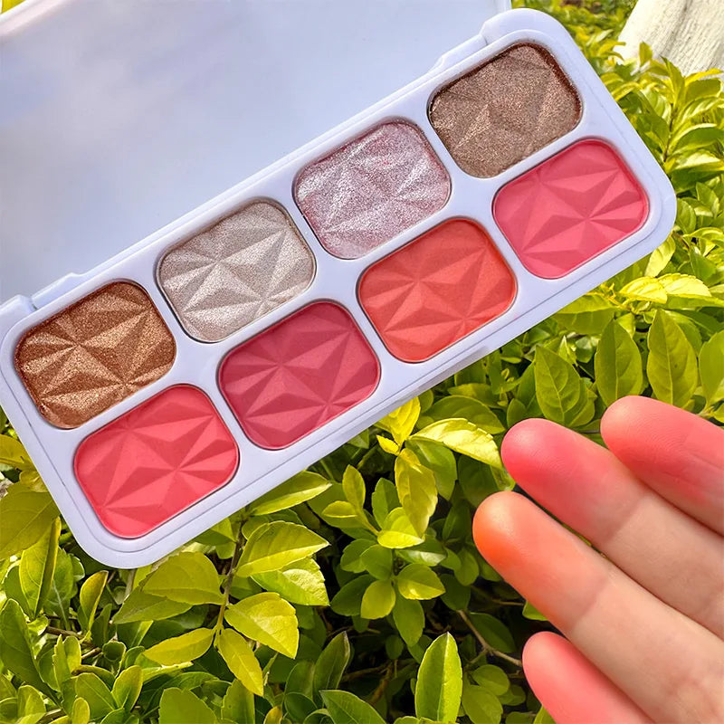 VERONNI 8-Color Diamond Highlighter Blush & Contour Palette Highlighter Blush Palette QXL