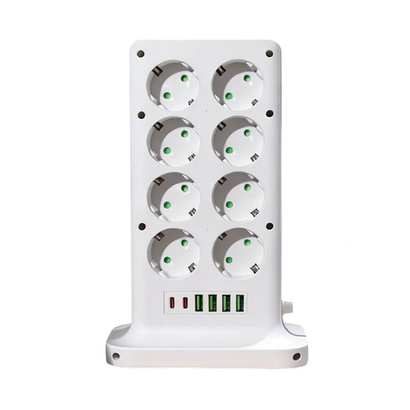 EU Vertical Tower Power Strip | Wireless Charging AC USB Type-C Tower Power Strip QXL 4-layer
