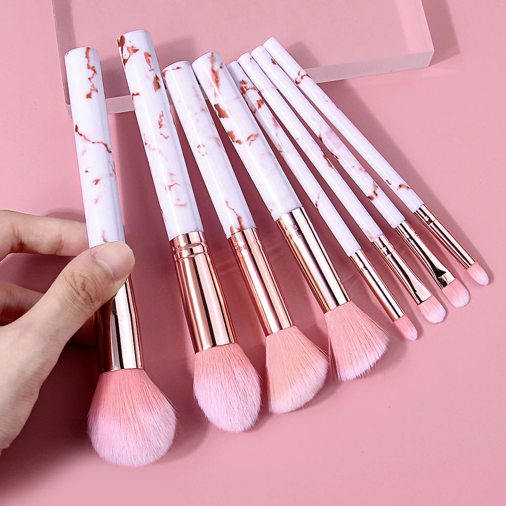 12-Pc Makeup Brush Set | White & Rose Gold + Sponge & Puff Makeup Brush Set QXL