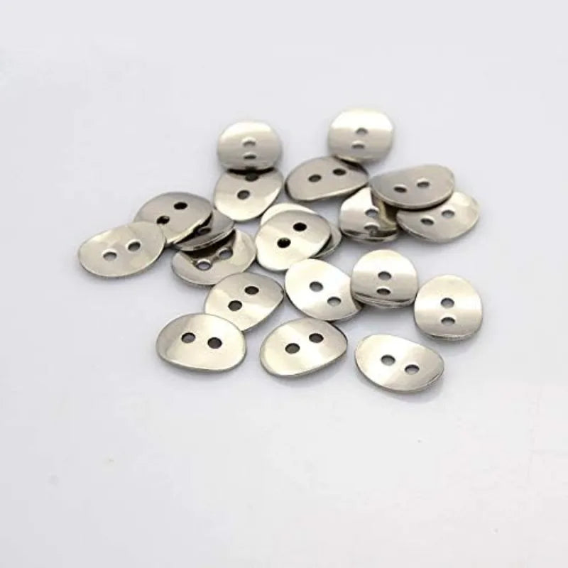 20pcs Oval 304 Stainless Steel 2-Hole Craft Buttons 14x10mm Metal Craft Buttons QXL