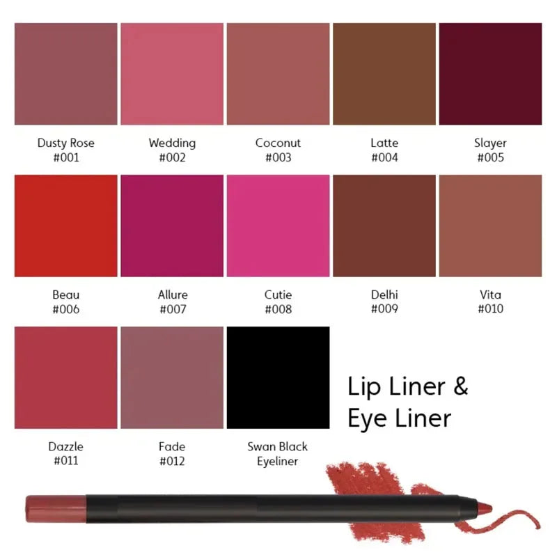 Nude Brown Matte Lip Liner Pencil – Waterproof & Long-Lasting Lip Liner Pencil QXL