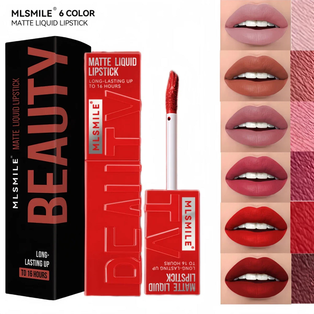 MLSMILE 6-Color Velvet Matte Liquid Lipstick | Long-Lasting Lip Tint Liquid Matte Lipstick QXL