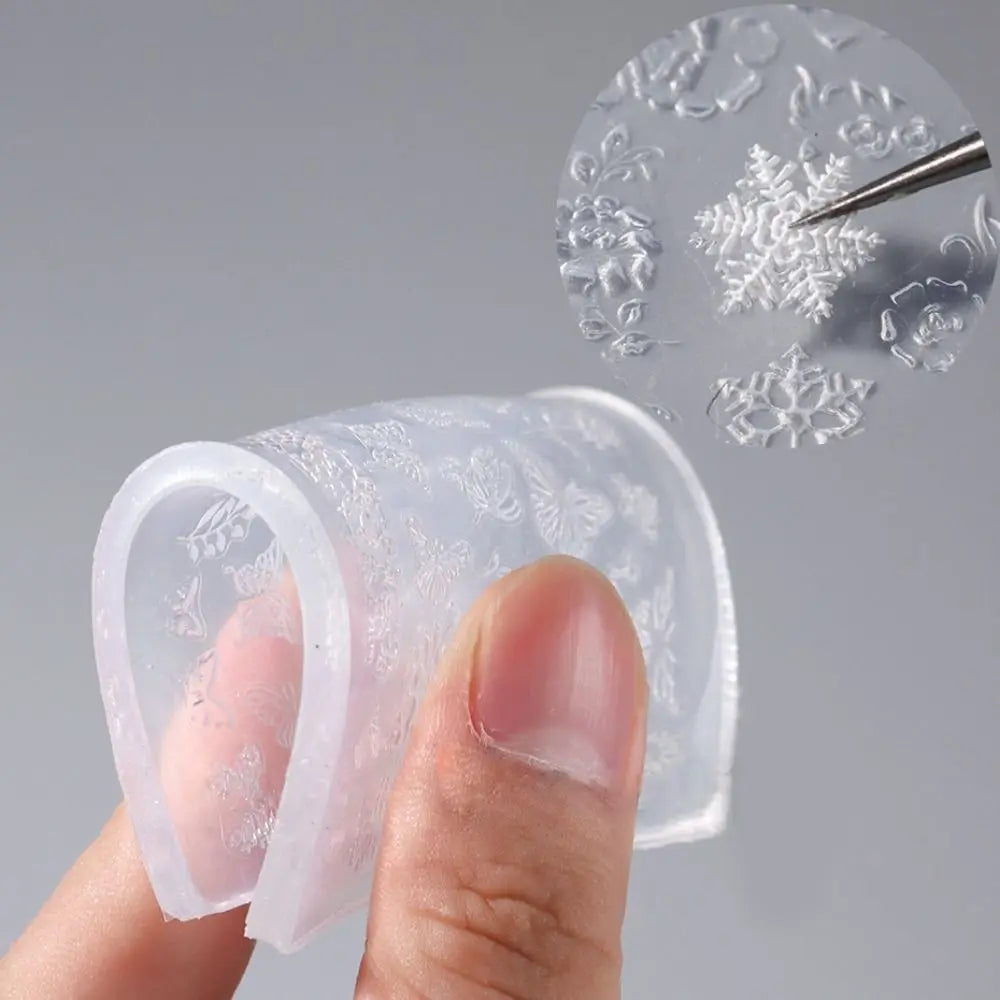 3D Nail Art Silicone Mold | Snowflake Butterfly Gel Stencil Nail Art Mold QXL