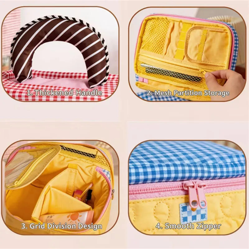 Cute Cake Makeup Brush Organizer Bag | Multi-Pocket Travel Cosmetic Organizer Bag QXL