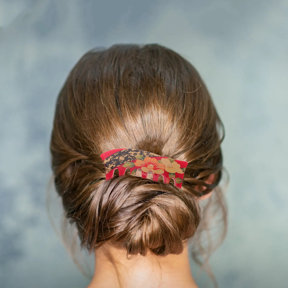 Retro Floral French Hair Side Comb | 7-Tooth U-Shape Acrylic Hair Side Comb QXL