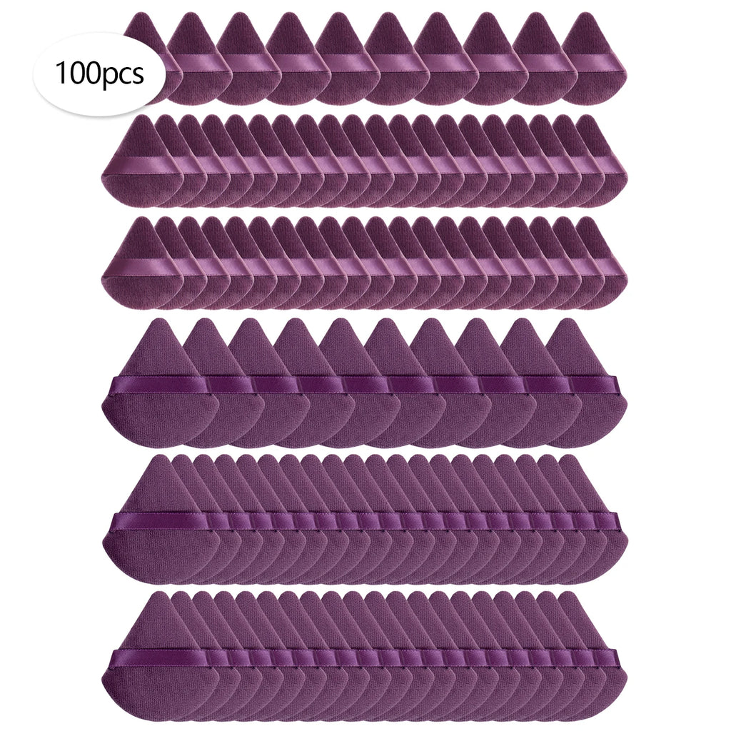 100-Pc Triangular Powder Puff Set | Large & Mini Makeup Sponges Makeup Powder Puff QXL B