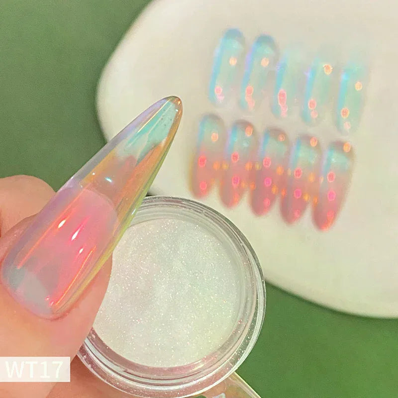 Aurora Chrome Nail Powder Orange Mirror Glitter Pigment | AACAR Chrome Nail Powder QXL