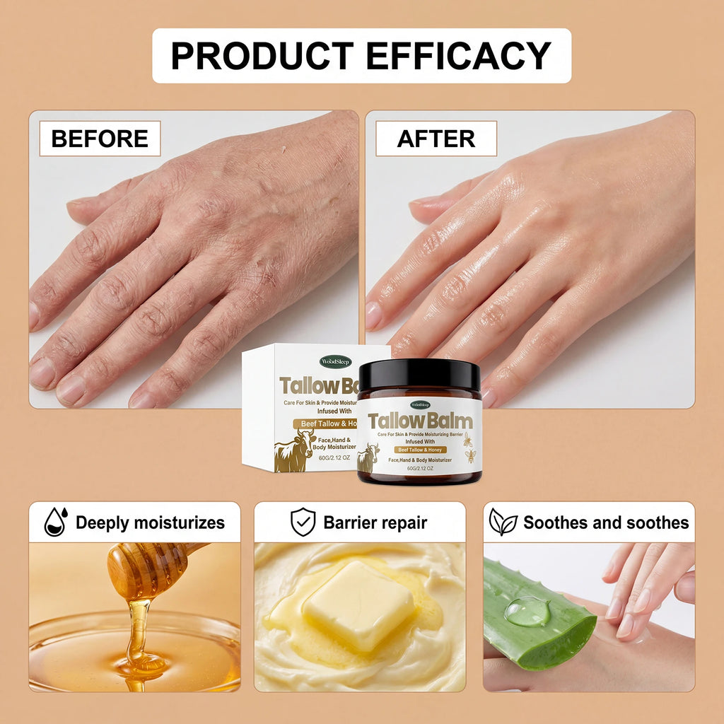 Woodsleep Beef Tallow & Honey Skin Balm 60g | Moisturizer Skin Moisturizer Balm QXL