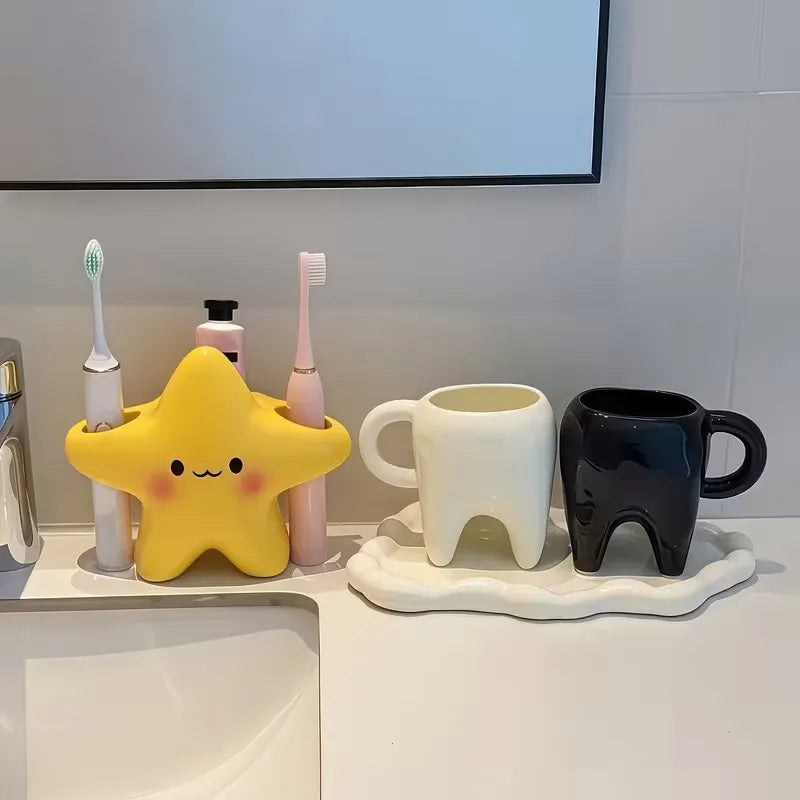 Star Smiling Face Toothbrush Holder | Electric & Manual Toothbrush Holder QXL