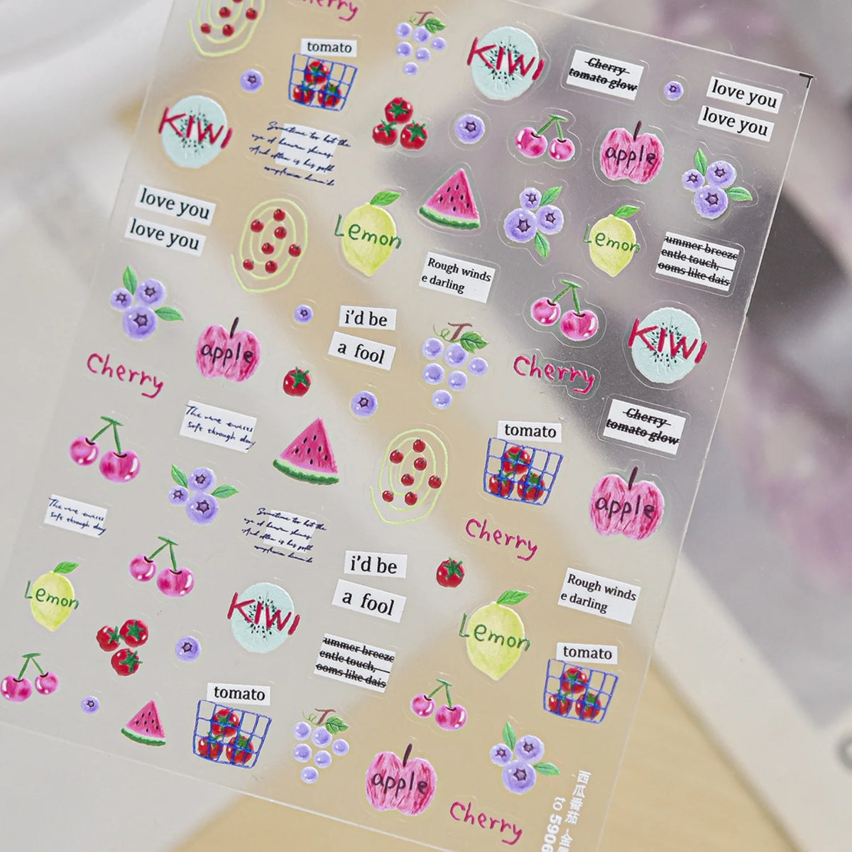 5D Fruit Nail Stickers | Kiwi Watermelon Cherry Decals Nail Art Stickers QXL