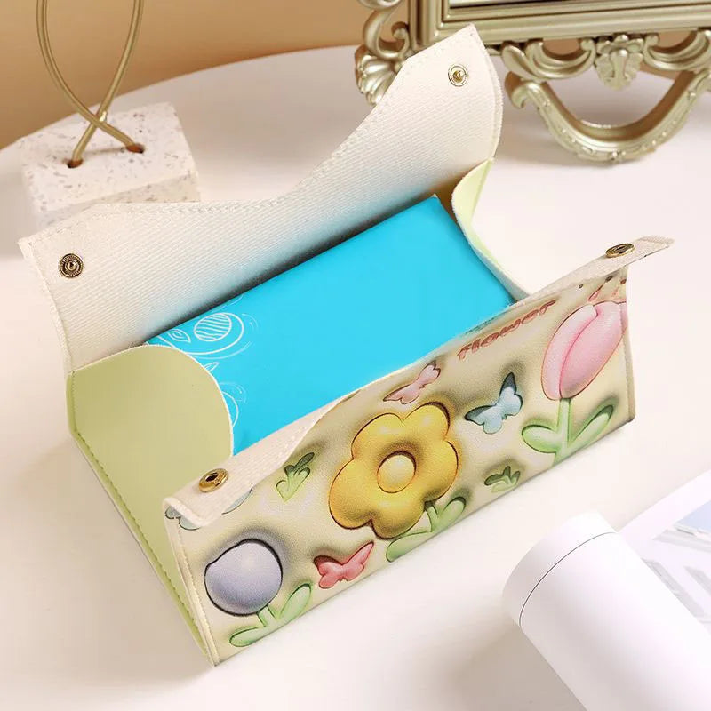3D Leather Tissue Box Cover | Decorative Home Holder Tissue Box Cover QXL