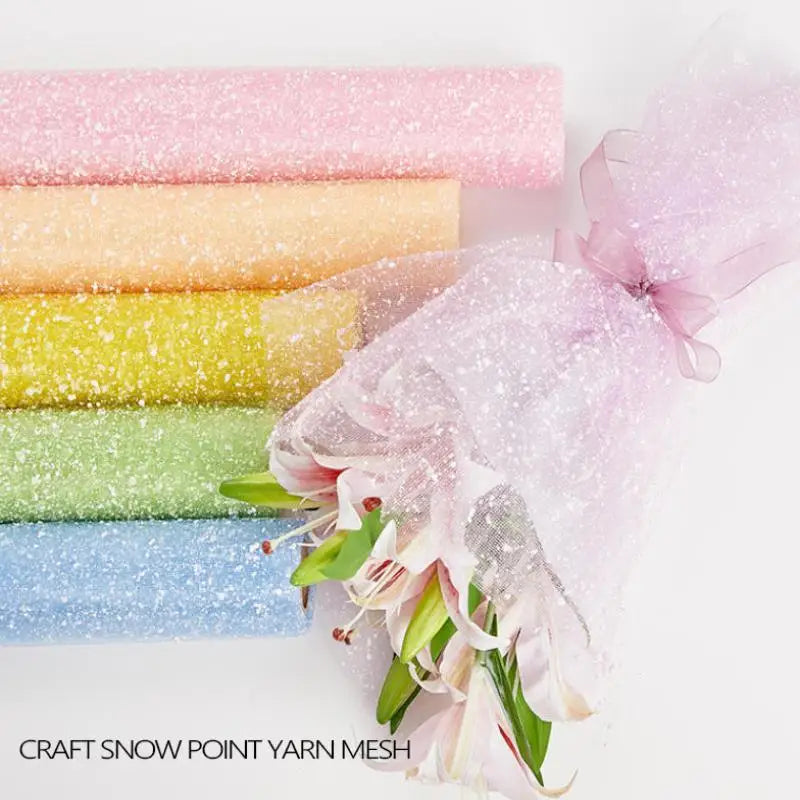 Snow Yarn Mesh Flower Wrapping Gauze | Bouquet Packaging Roll Flower Wrapping Gauze QXL