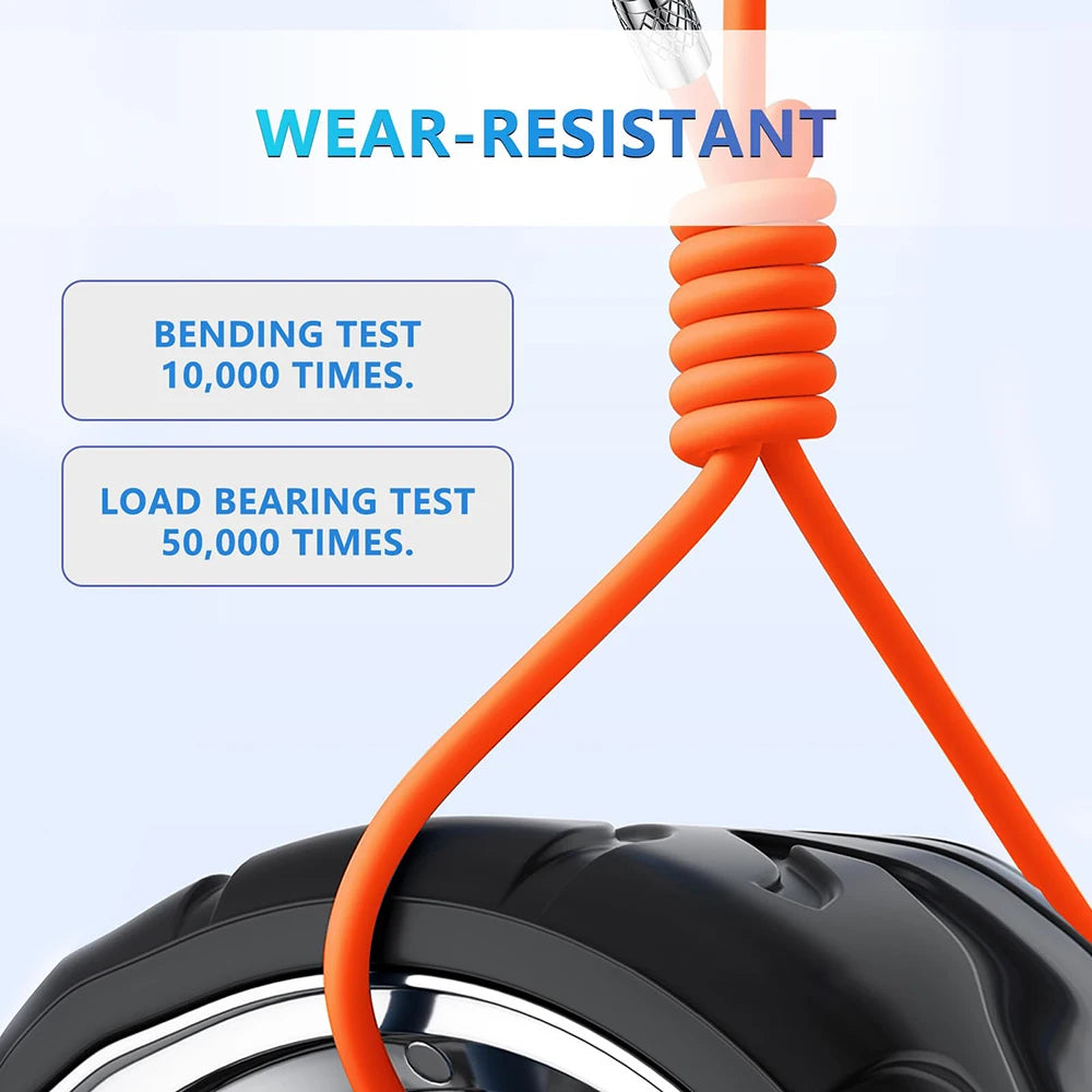 120W USB-C Silicone Cable | 180° Rotating Elbow Fast Charge USB-C Charging Cable QXL