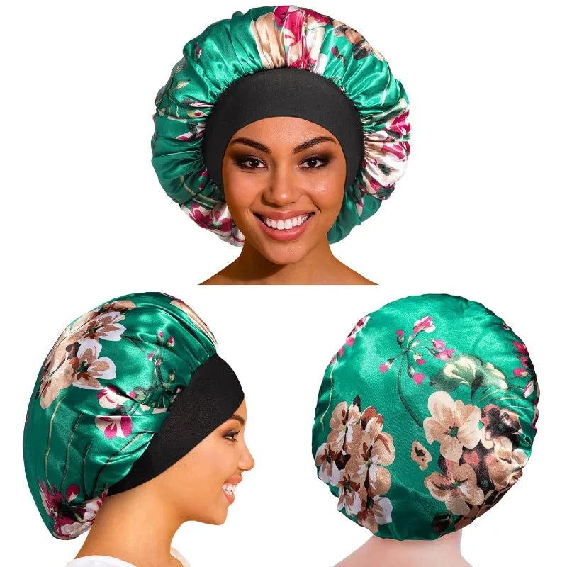 Satin Sleep Bonnet Wide Band | Curly Hair, Braids & Locs Cap Satin Sleep Bonnet QXL