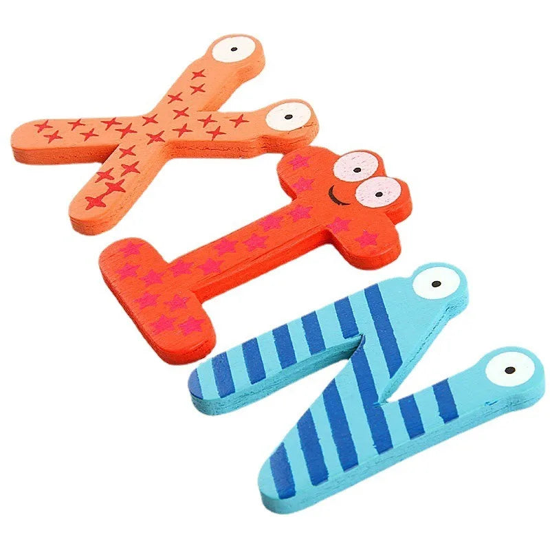 Magnetic Wooden ABC 123 Fridge Magnets for Kids | Learning Toy Educational Magnet Set QXL