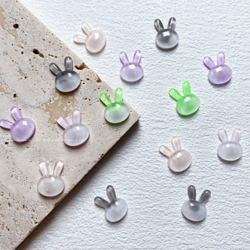 3D Kawaii Rabbit Resin Nail Charms | 10-Pack DIY Nail Art Nail Art Charms QXL