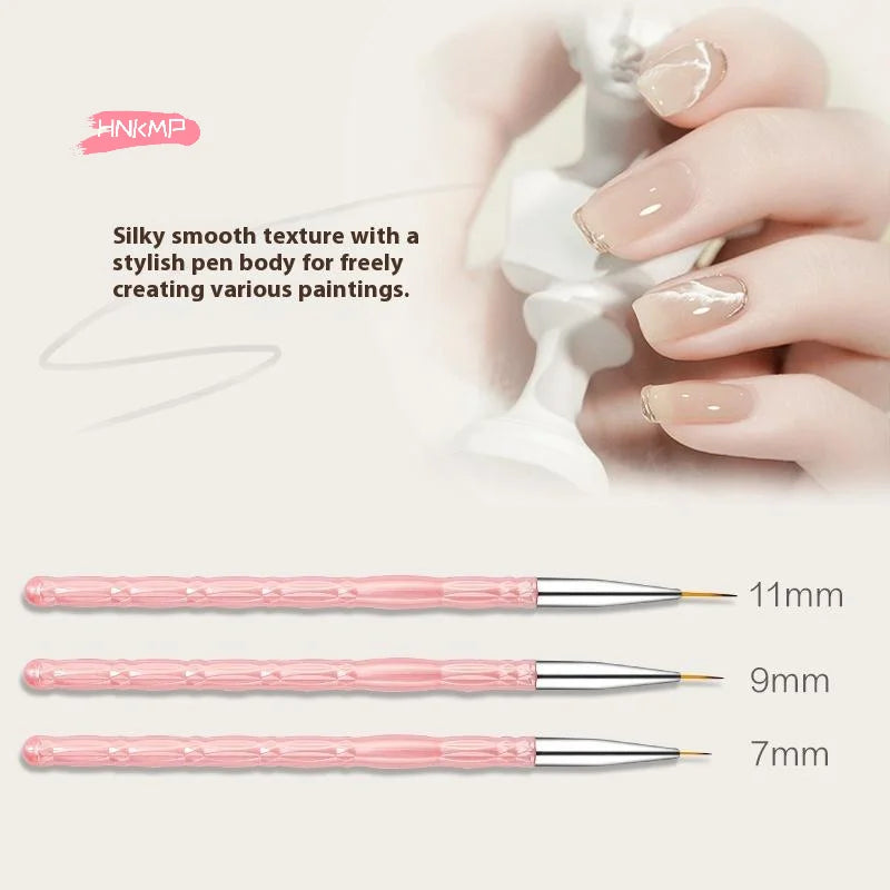 3-Piece Fine Nail Art Liner Brush Set | UV Gel Detail Painting Nail Art Liner Brush QXL