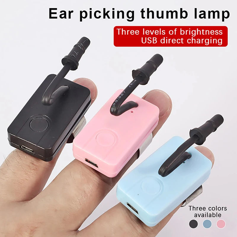 Rechargeable Thumb Ear Pick LED Light | 3 Brightness Levels Ear Cleaning Light QXL