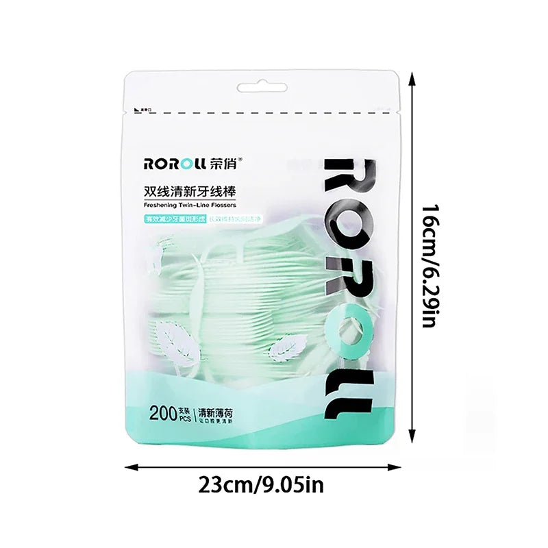 200-Pack Double-Line Mint Dental Floss Picks | Shmacax Dental Floss Picks QXL