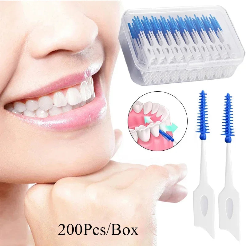 150/200-Pack Silicone Interdental Brushes | Adult Floss Picks Interdental Brush QXL