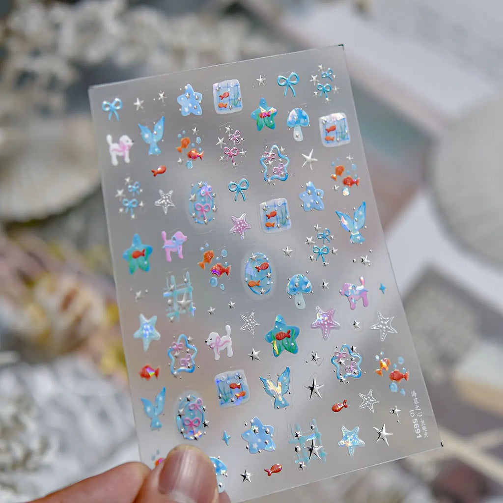5D Nail Stickers Cute Graffiti Candy Floral Self-Adhesive Decals