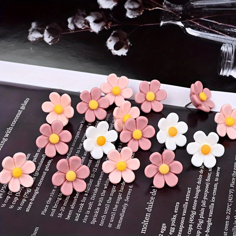 Flower Pushpins Set | 3-Color Resin Decorative Photo Wall Pins Decorative Pushpins QXL