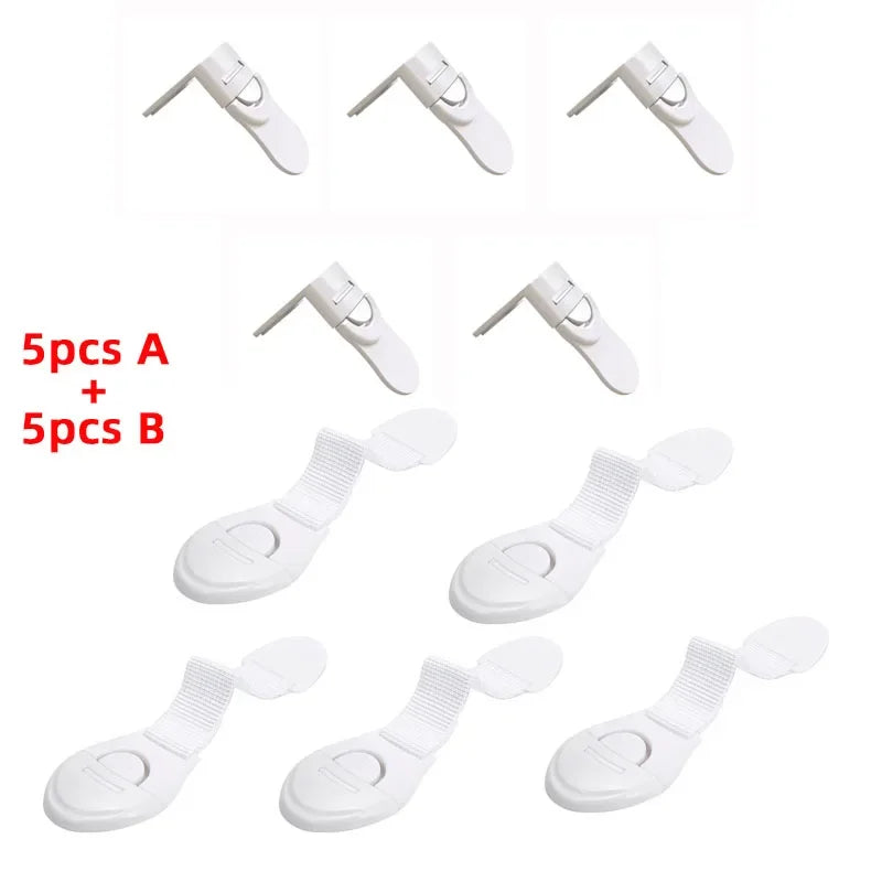 10-Pack Baby-Proof Cabinet & Drawer Safety Locks | Brown Cabinet Safety Locks QXL B735pcs A 5pcs B