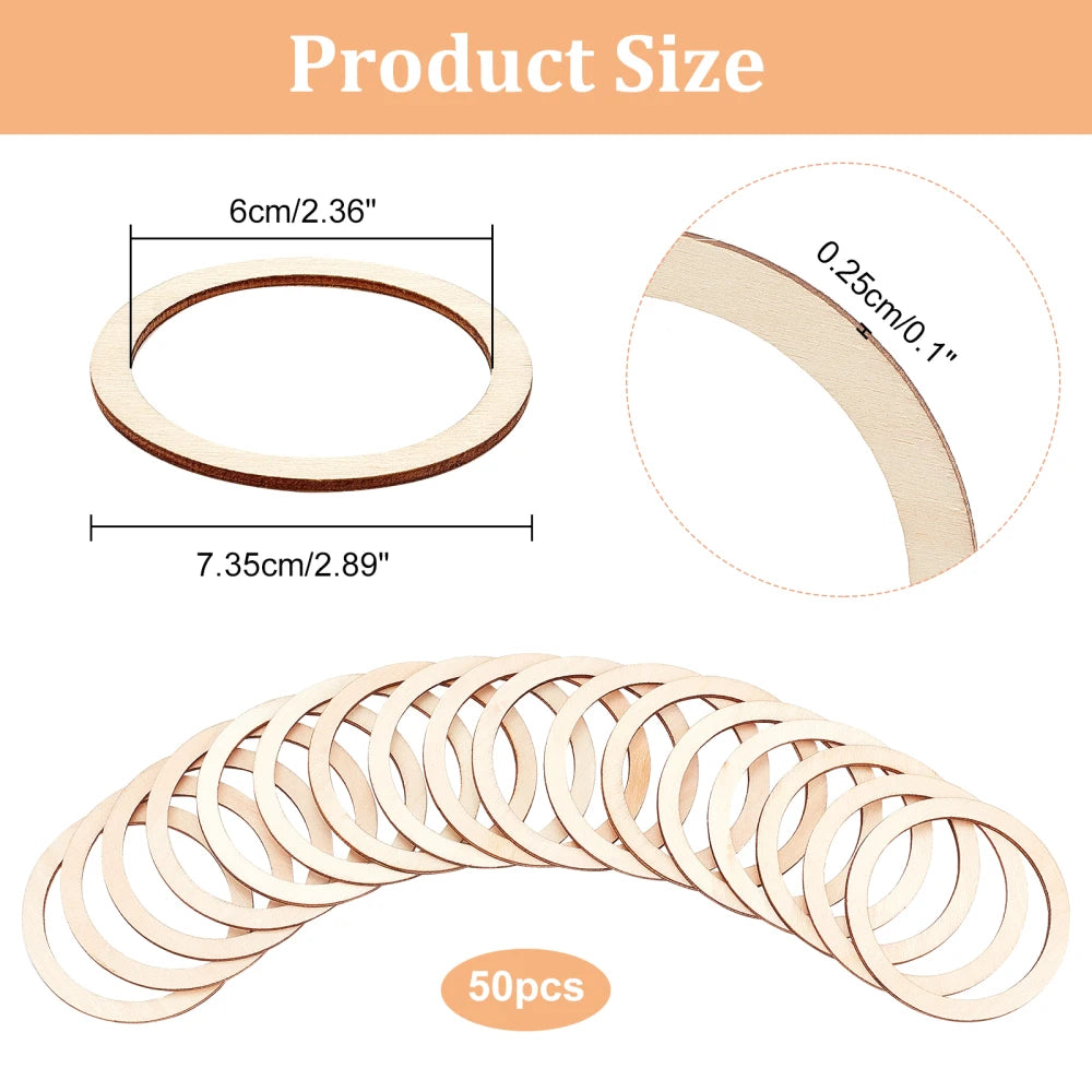 100-Pack Unfinished Wood Ring Slices 5cm | DIY Craft Blanks Wood Craft Blanks QXL AECH04-06199