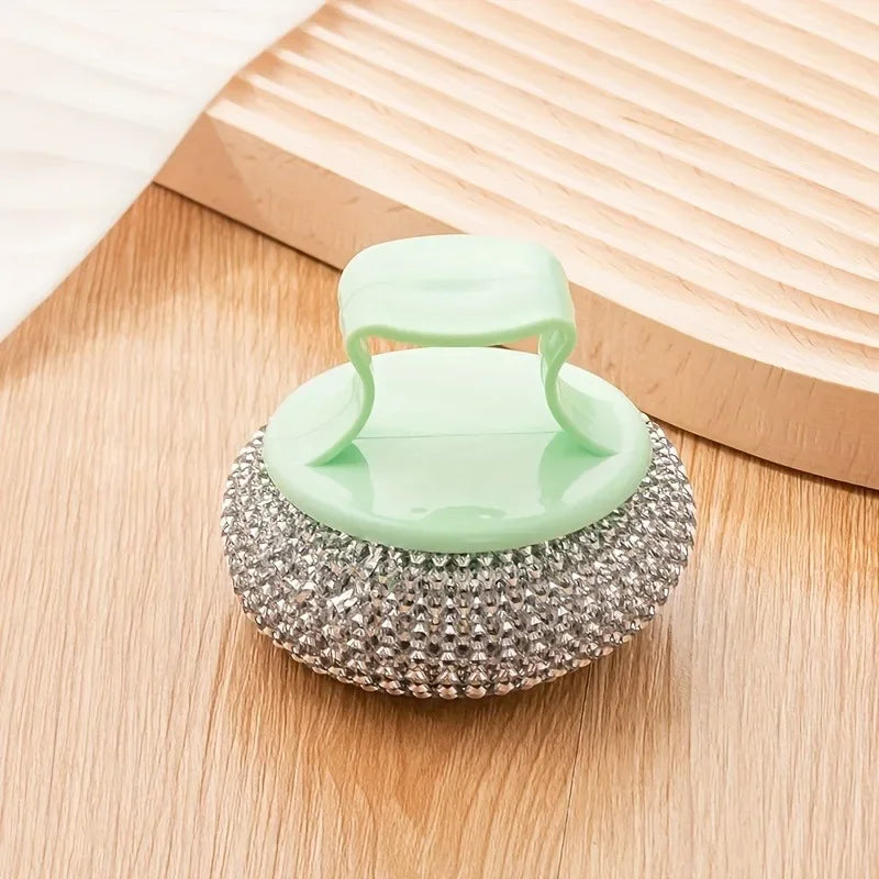 Detachable Pot Brush | PET & Steel Wool Scrubber for Pans Kitchen Scrub Brush QXL