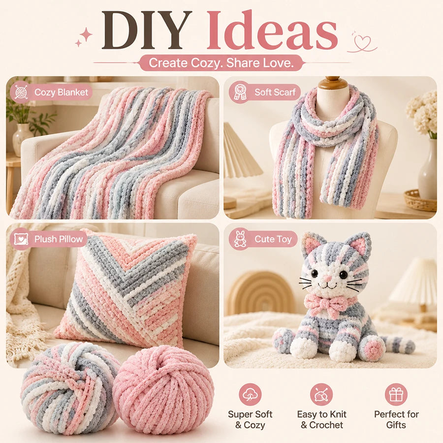 Super Thick Chunky Polyester Yarn | DIY Knitting & Crochet Chunky Craft Yarn QXL