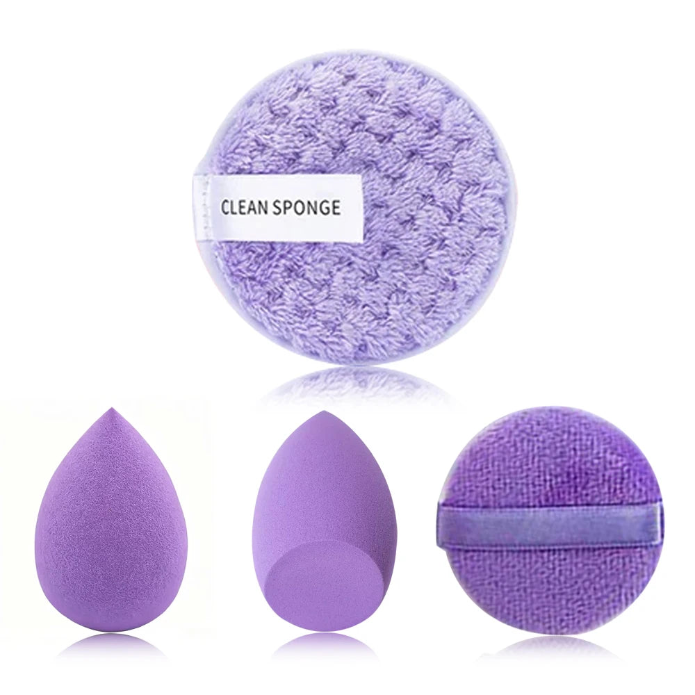 20-Pc Purple Makeup Sponge Puff Kit | Headband & Wristband Makeup Sponge Kit QXL 3pcs purple