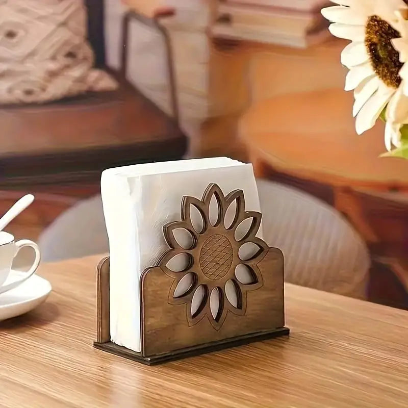 Sunflower Wooden Napkin Holder | Farmhouse Table Decor Napkin Holder QXL
